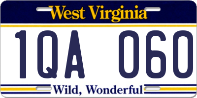 WV license plate 1QA060