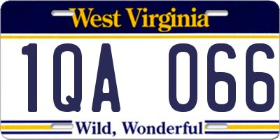 WV license plate 1QA066