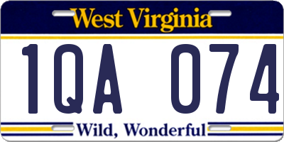 WV license plate 1QA074