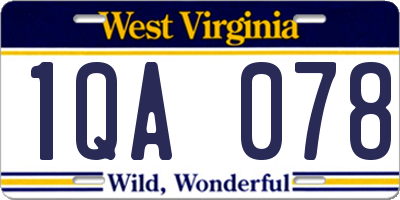 WV license plate 1QA078