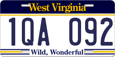 WV license plate 1QA092