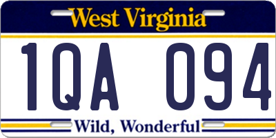 WV license plate 1QA094