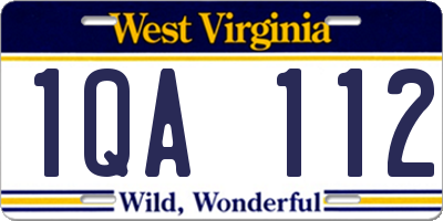 WV license plate 1QA112