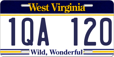 WV license plate 1QA120
