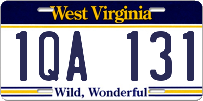 WV license plate 1QA131