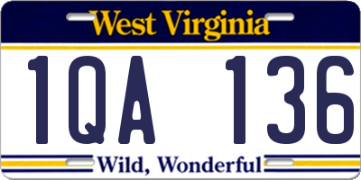 WV license plate 1QA136