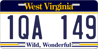 WV license plate 1QA149