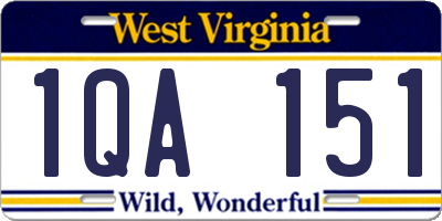 WV license plate 1QA151