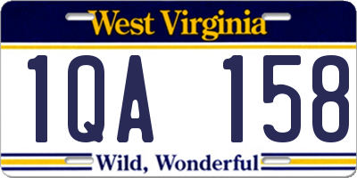 WV license plate 1QA158