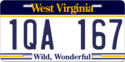 WV license plate 1QA167
