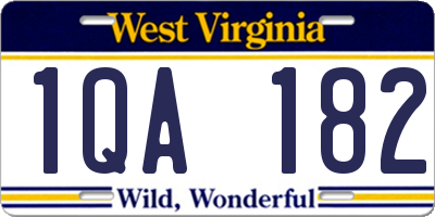 WV license plate 1QA182