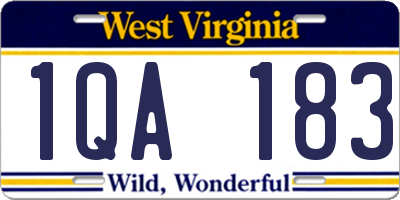 WV license plate 1QA183