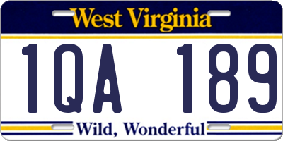 WV license plate 1QA189