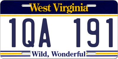 WV license plate 1QA191