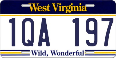 WV license plate 1QA197