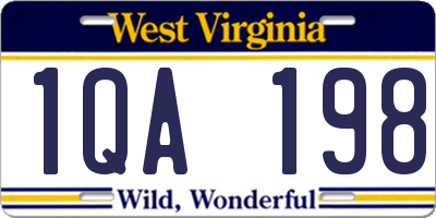 WV license plate 1QA198
