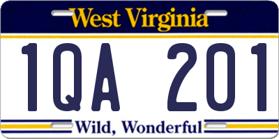 WV license plate 1QA201