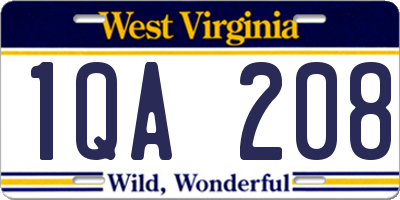 WV license plate 1QA208