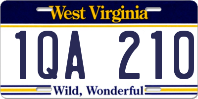 WV license plate 1QA210