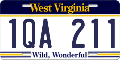 WV license plate 1QA211