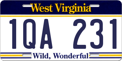 WV license plate 1QA231