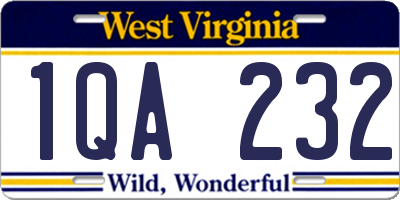 WV license plate 1QA232