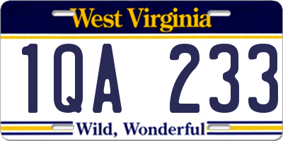 WV license plate 1QA233