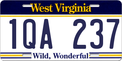 WV license plate 1QA237