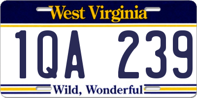 WV license plate 1QA239
