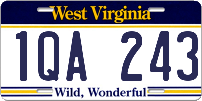 WV license plate 1QA243