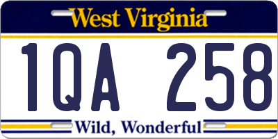 WV license plate 1QA258
