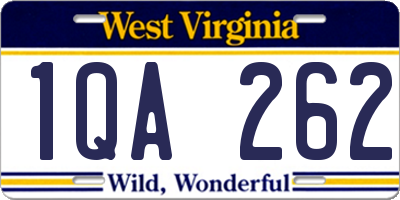 WV license plate 1QA262