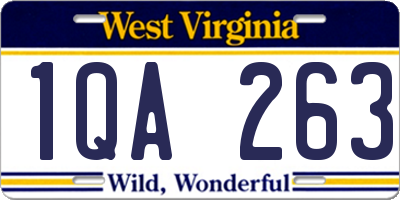 WV license plate 1QA263