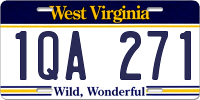 WV license plate 1QA271