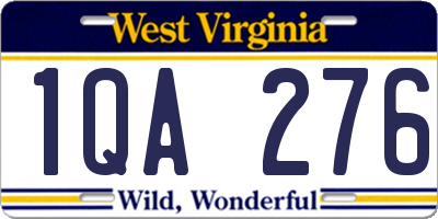 WV license plate 1QA276