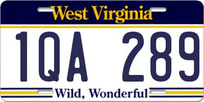 WV license plate 1QA289
