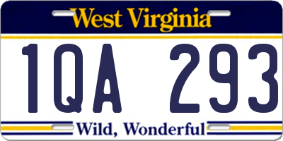 WV license plate 1QA293