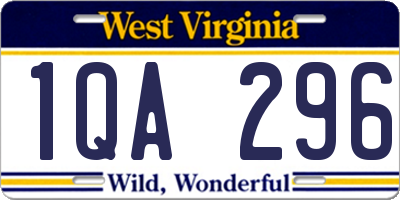 WV license plate 1QA296