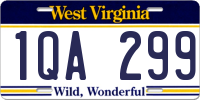 WV license plate 1QA299