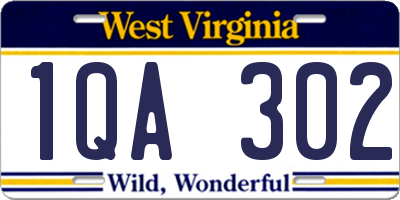 WV license plate 1QA302