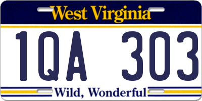 WV license plate 1QA303