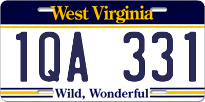 WV license plate 1QA331