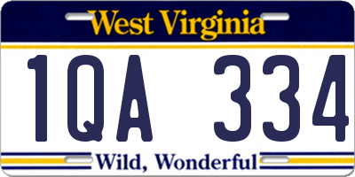 WV license plate 1QA334