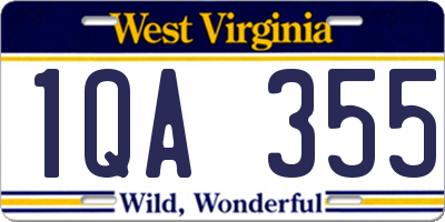 WV license plate 1QA355