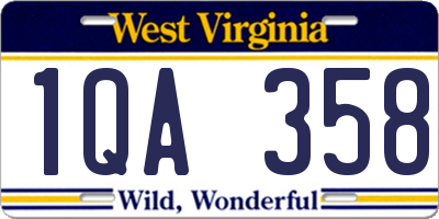 WV license plate 1QA358