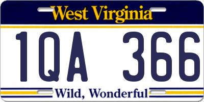 WV license plate 1QA366