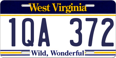 WV license plate 1QA372