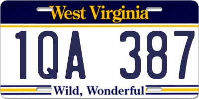 WV license plate 1QA387