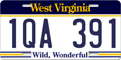 WV license plate 1QA391