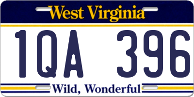 WV license plate 1QA396